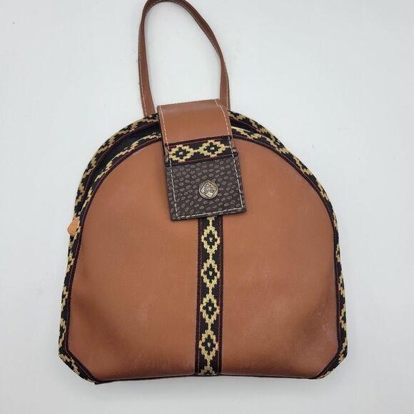 Leather Aztec Picnic Bag Kit Travel Saddlery Tote with Cutlery Set - Picture 1 of 6